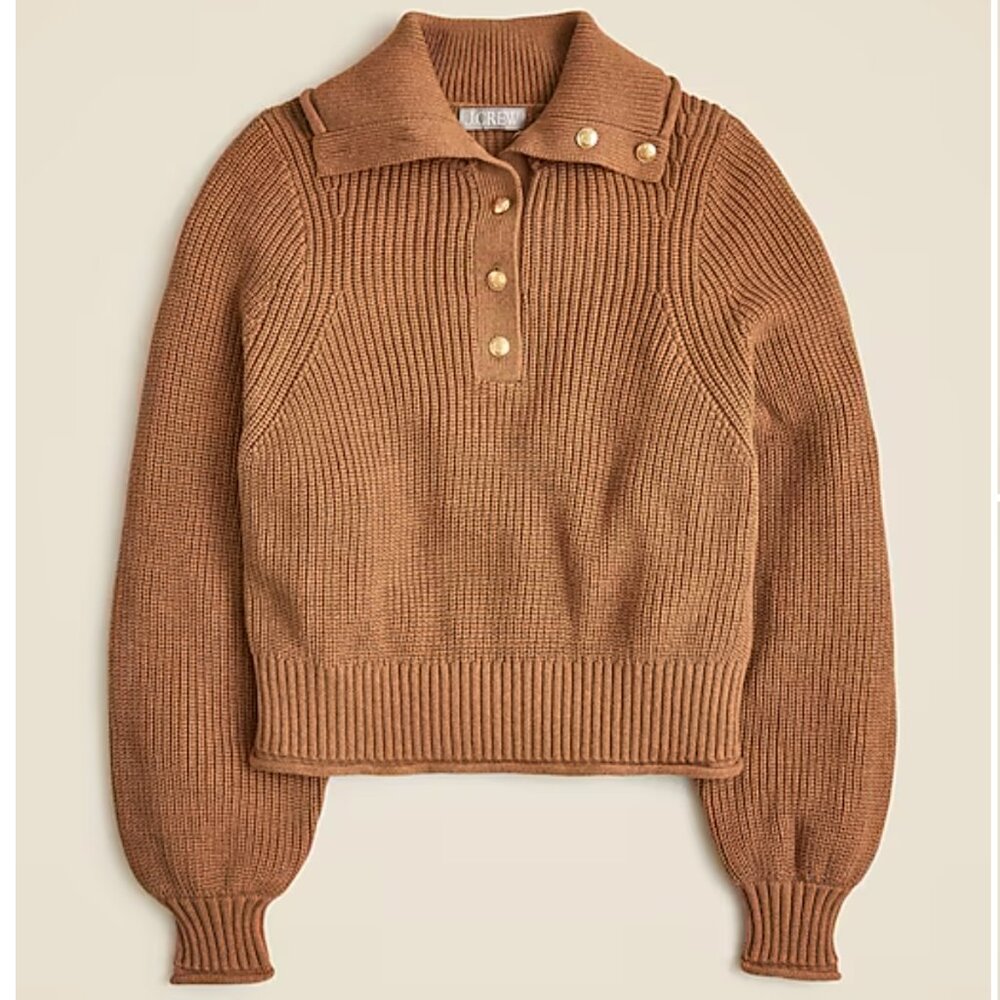 J.Crew Ribbed Cotton Button-Collar Sweater